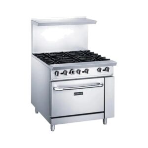 Cocina a gas de 6 hornillas con horno